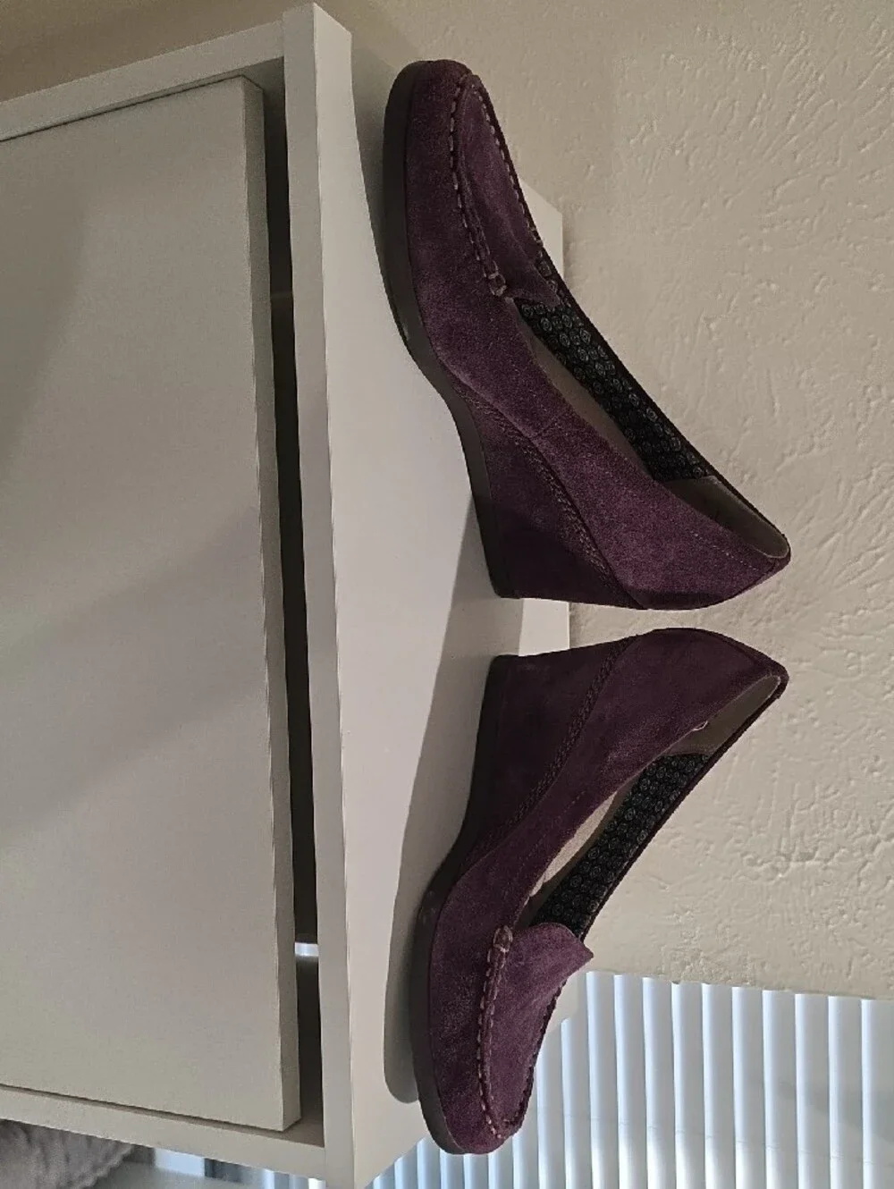 Naturalizer Purple Suede Wedge Loafers